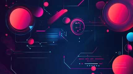 Fototapete - Abstract futuristic background with geometric shapes and glowing neon colors