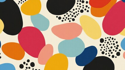 Poster - Colorful Abstract Shapes and Patterns on Cream Background Design