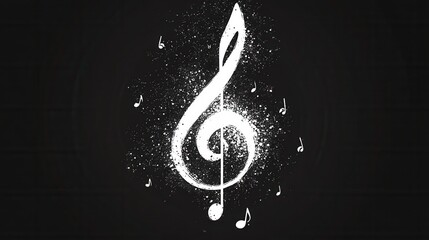 Wall Mural - abstract musical note with artistic splashes on dark background