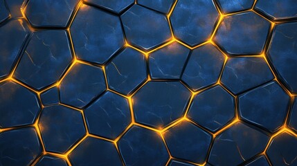 Fototapete - Abstract background of glowing honeycomb pattern in dark colors