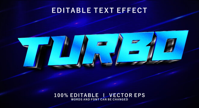  turbo 3d vector text effect with modern style design