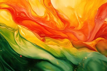 Poster - Fluid Abstract Art: Swirls of vibrant colors blend in a mesmerizing dance of motion