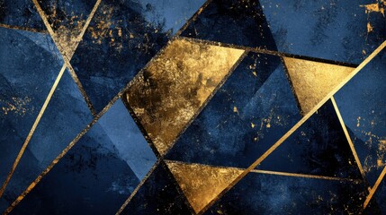 Poster - Abstract Geometric Design with Blue and Gold Tones for Backgrounds