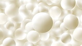White spheres floating on a soft, blurred background creating an abstract texture of lightness and depth.