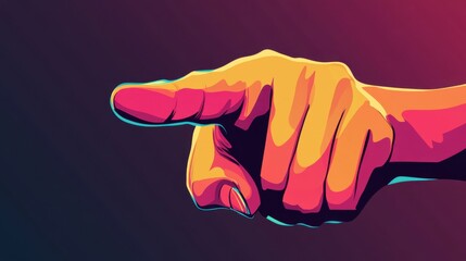 Poster - Vibrant Artistic Representation of a Pointing Hand in Dynamic Colors
