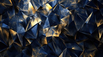 Poster - Geometric Abstract Background in Dark Blue and Gold Tones