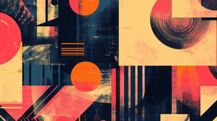Poster - Colorful Abstract Geometric Design with Shapes and Textures