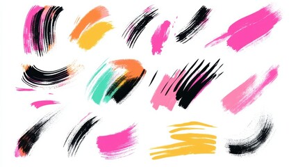 Poster - Colorful Paint Strokes and Brush Patterns for Creative Projects