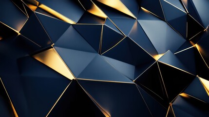 Poster - Dark Geometric Background with Golden Highlights and Sharp Edges