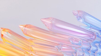 Poster - Translucent iridescent glass structures with gradient colors in abstract design