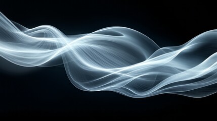 Poster - Soft, translucent wisps of light weave in and out of darkness, creating a tranquil atmosphere filled with motion and elegance. The interplay of light and shadow captivates observers