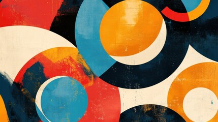 Poster - Abstract Colorful Circular Design with Painted Texture Elements