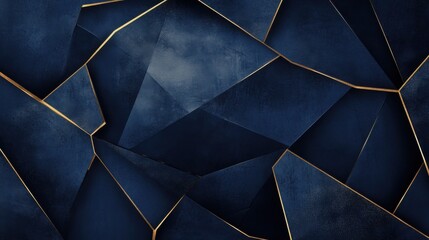 Poster - Dark Blue Geometric Background with Golden Lines and Textures