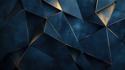 Poster - Abstract Blue and Gold Geometric Background with Angular Shapes