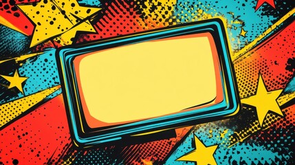 Poster - Colorful Comic Book Style Background with Empty Retro Frame