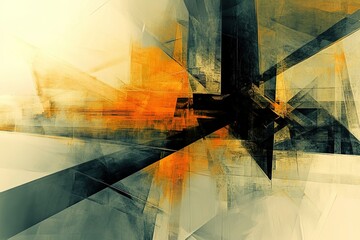 Poster - Abstract Geometric Composition with Bold Colors and Intersecting Lines and Planes