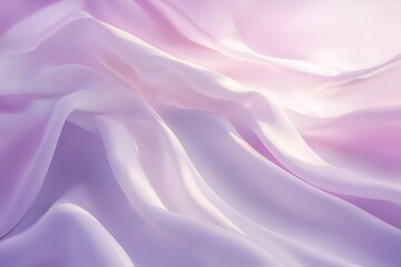 Poster - Abstract waves of soft lilac and pink fabric rippling in gentle luminous folds