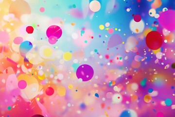 Poster - Festive confetti background with colorful circles for a joyful and celebratory theme