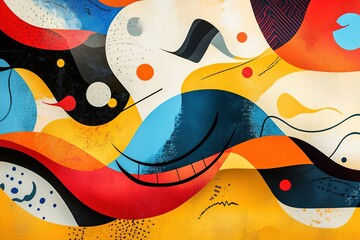 Poster - Vibrant Abstract Shapes: A playful composition of colors and forms in motion