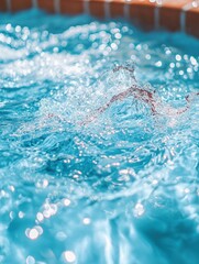 Poster - Sparkling turquoise water in motion creating abstract shapes with bokeh lights and a sense of refreshing coolness