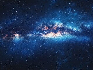 Wall Mural - captivating cosmic panorama of the milky way galaxy with vibrant blue hues and twinkling stars in de