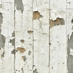 Poster - Distressed white painted wooden planks with peeling paint revealing layers of old color and texture