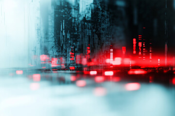 Poster - Abstract digital landscape with glowing data streams and vibrant colors in a futuristic setting