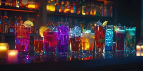 Poster - Colored Drinks on Bar