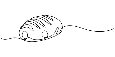 Fototapete - One continuous line drawing of a slice of bread. Simple design for breakfast and food concepts, Continuous line art drawing Bread in the form of a baguette Long sandwich bread. bakery and pro concept