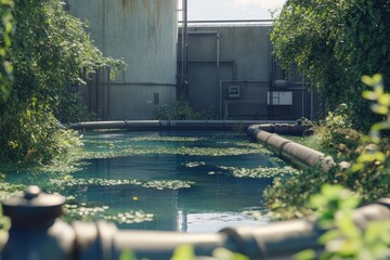 Canvas Print - Waterway with aquatic vegetation