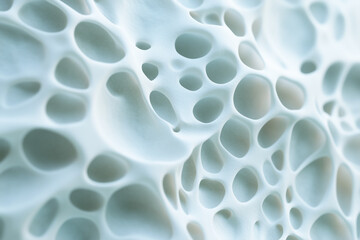 Poster - Close-up view of textured white material with unique holes and patterns displaying intricate structure and depth