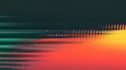 Poster - Vibrant abstract digital art with gradient colors and horizontal lines concept