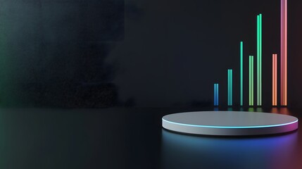 Poster - Elegant round table featuring a colorful light source creating a cozy and inviting atmosphere in a modern space