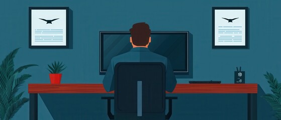 Aufkleber - Wood Background Infographics concept. Efficient Remote Work Infographic with Minimalist Wooden Desk Setup