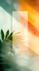 Poster - Nature's abstract art leaf shadows and colorful light indoor digital serene environment