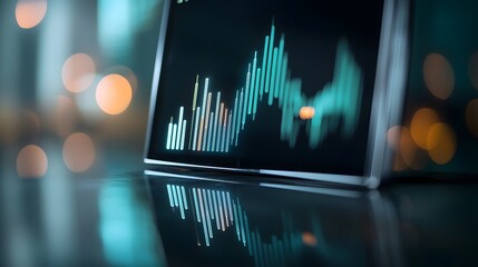 Poster - Laptop displaying analytical chart on screen representing business performance and data analysis for professionals