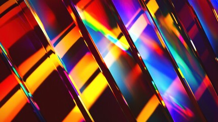 Poster - Colorful prism, light refractions on glass surfaces creating abstract geometric patterns