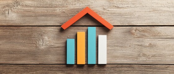 Poster - Wood Background Infographics concept. Upscale Real Estate Infographic with Wooden Background Showcasing Data and Trends