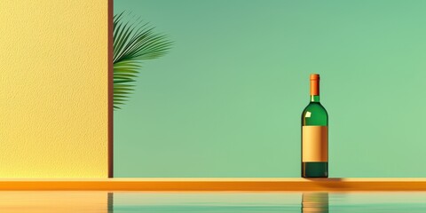 Poster - Elegant wine bottle display minimalist interior digital art modern design creative concept