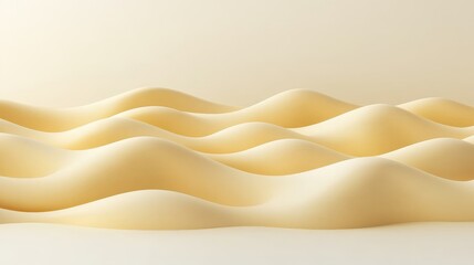 Poster - Abstract 3D Rendered Background, Smooth Yellow Waves, Modern Minimalist. Seamless Pattern.