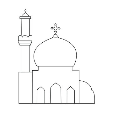 Minimalist Mosque Line Art with Elegant Dome Design