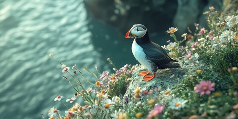 Sticker - Bird on Rock near Water