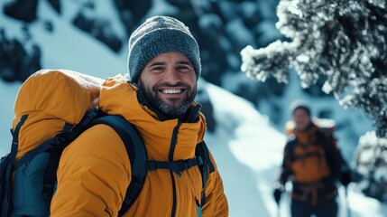 Canvas Print - Man in Snow with Backpack