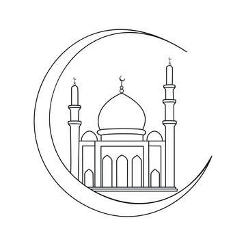 Elegant Islamic Architecture Line Art Design