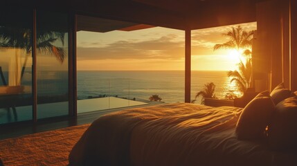 Wall Mural - Ocean View Bedroom Sunset