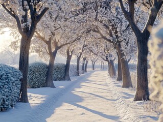 Canvas Print - Winter forest pathway