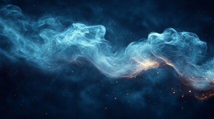 Poster - Brilliant tendrils of iridescent smoke weave through the darkness, casting a mesmerizing light. Tiny specks twinkle, creating a magical ambiance that feels alive with energy and mystery