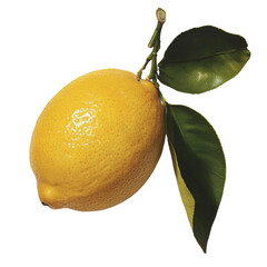 Poster - Fresh lemon with vibrant yellow color and green leaves, perfect for culinary uses and beverages. Its zesty flavor adds refreshing touch to dishes and drinks