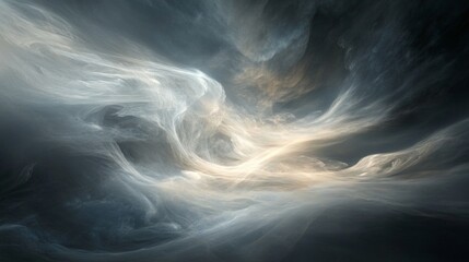 Poster - A mesmerizing tapestry of ethereal colors swirls gracefully, evoking the depths of space. Soft light dances within the dark expanse, creating a tranquil and mysterious atmosphere