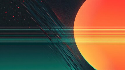 Poster - abstract cosmic scene with bright planet and dynamic lines depicting outer space concept